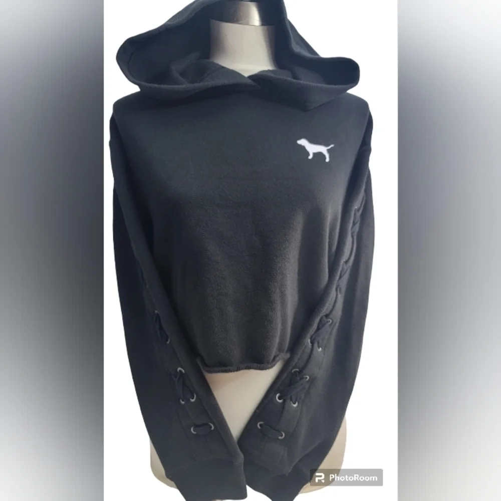 Pink Victorias Secret size Small Cropped hoodie/sweatshirt. Long sleeved. - Picture 12 of 13